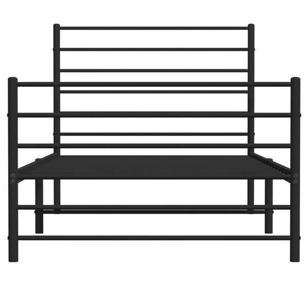 Grote foto vidaxl bedframe met hoofd en voeteneinde metaal zwart 90x200 cm antiek en kunst stoelen en banken