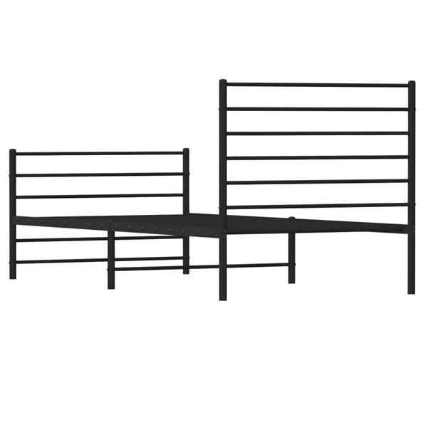 Grote foto vidaxl bedframe met hoofd en voeteneinde metaal zwart 90x200 cm antiek en kunst stoelen en banken