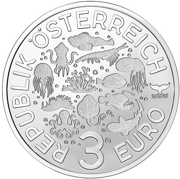 Grote foto oostenrijk 3 euro 2022 blauwgeringde octopus verzamelen munten overige