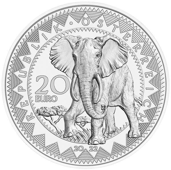 Grote foto oostenrijk 20 euro 2022 olifant verzamelen munten overige