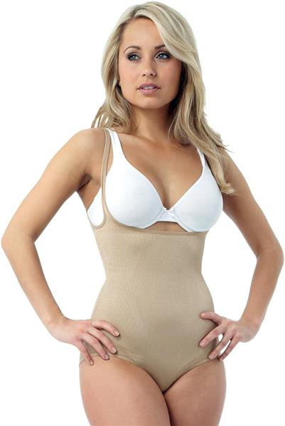 Grote foto belvia shapewear bodysuit beige m kleding dames ondergoed