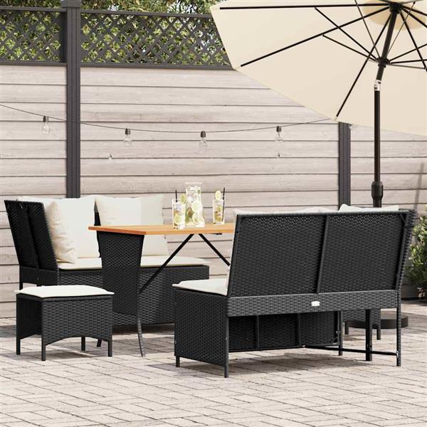 Grote foto vidaxl 5 delige loungeset met kussens poly rattan zwart tuin en terras tuinmeubelen