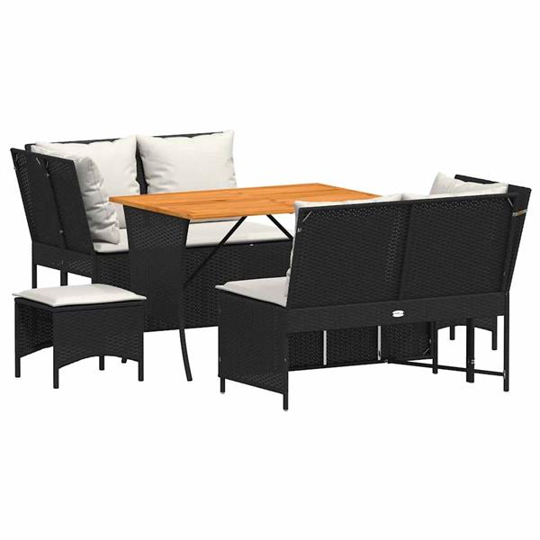 Grote foto vidaxl 5 delige loungeset met kussens poly rattan zwart tuin en terras tuinmeubelen