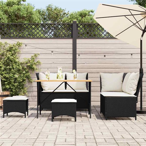 Grote foto vidaxl 5 delige loungeset met kussens poly rattan zwart tuin en terras tuinmeubelen