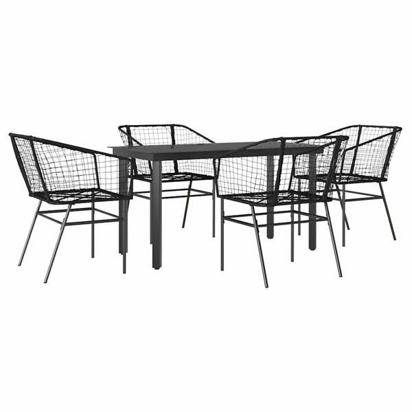 Grote foto vidaxl 5 delige tuinset poly rattan glas zwart tuin en terras tuinmeubelen