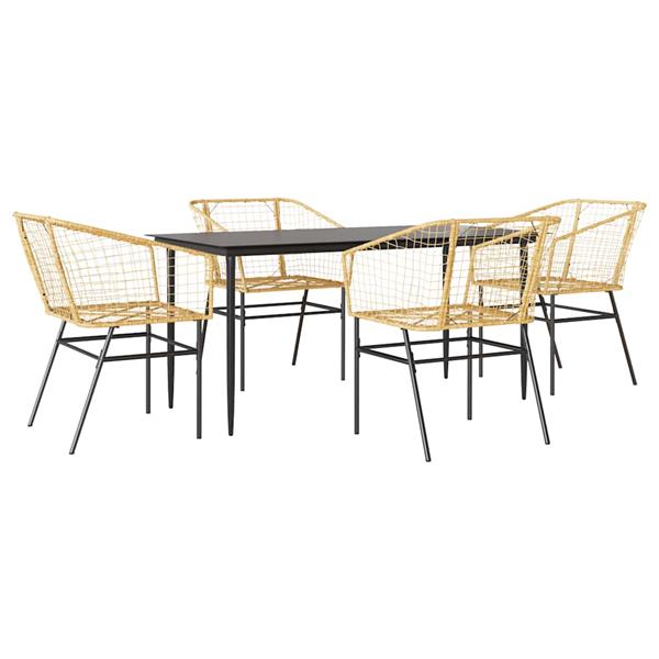 Grote foto vidaxl 5 delige tuinset poly rattan glas bruin tuin en terras tuinmeubelen