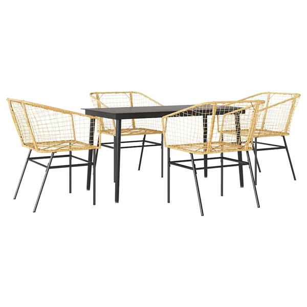 Grote foto vidaxl 5 delige tuinset poly rattan glas bruin tuin en terras tuinmeubelen