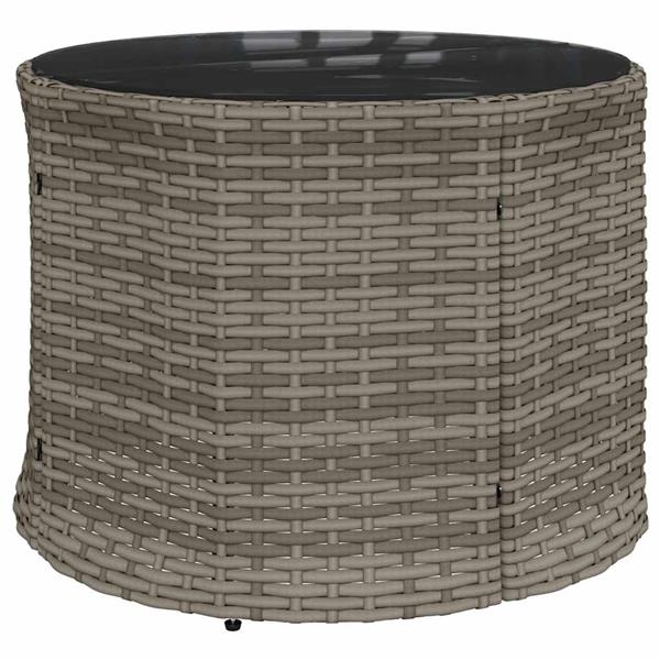 Grote foto vidaxl tuinbank met tafel en kussens halfrond poly rattan grijs tuin en terras tuinmeubelen