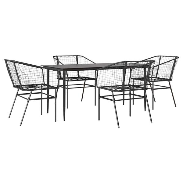 Grote foto vidaxl 5 delige tuinset poly rattan glas zwart tuin en terras tuinmeubelen