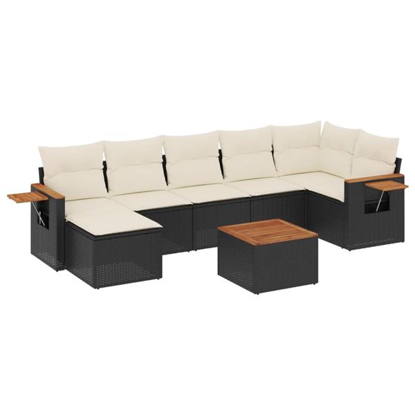 Grote foto vidaxl 8 delige loungeset met kussens poly rattan zwart tuin en terras tuinmeubelen