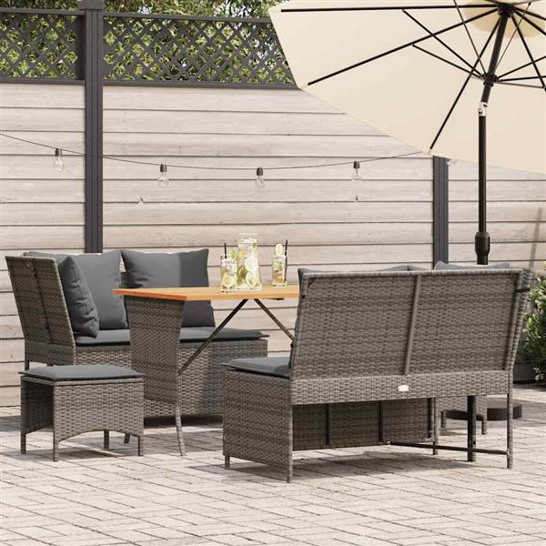 Grote foto vidaxl 5 delige loungeset met kussens poly rattan grijs tuin en terras tuinmeubelen