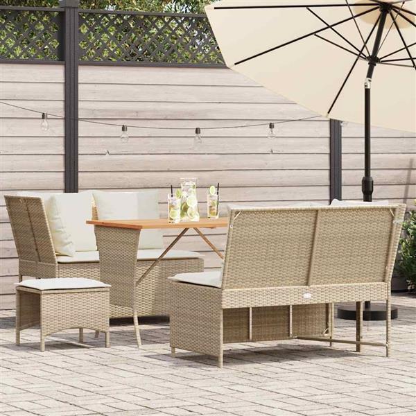 Grote foto vidaxl 5 delige loungeset met kussens poly rattan beige tuin en terras tuinmeubelen