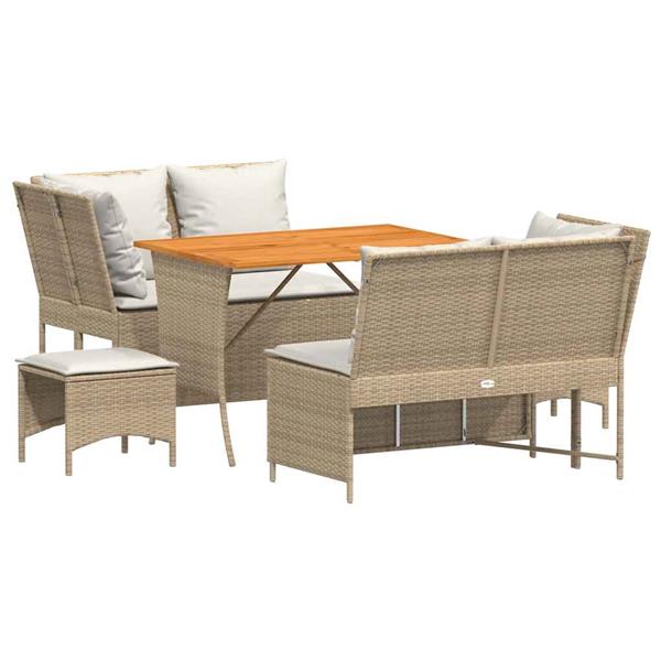 Grote foto vidaxl 5 delige loungeset met kussens poly rattan beige tuin en terras tuinmeubelen