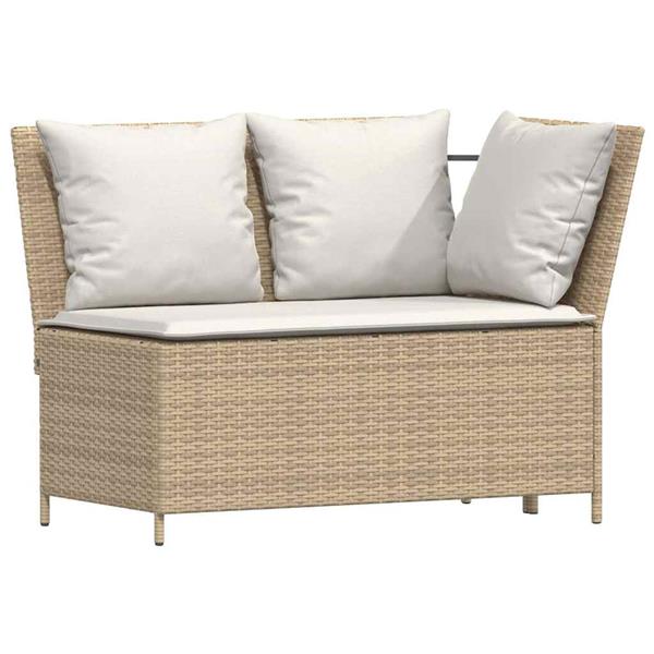 Grote foto vidaxl 5 delige loungeset met kussens poly rattan beige tuin en terras tuinmeubelen