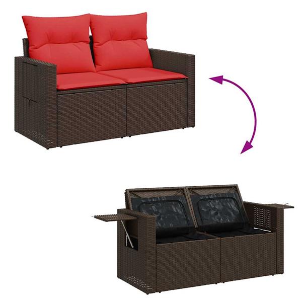 Grote foto vidaxl 6 delige loungeset met kussens poly rattan bruin tuin en terras tuinmeubelen