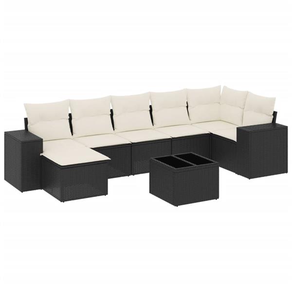 Grote foto vidaxl 8 delige loungeset met kussens poly rattan zwart tuin en terras tuinmeubelen
