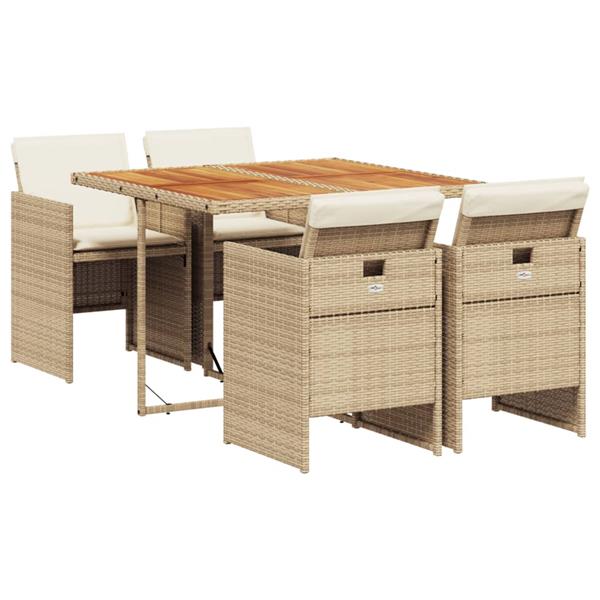 Grote foto vidaxl 5 delige tuinset met kussens poly rattan beige tuin en terras tuinmeubelen