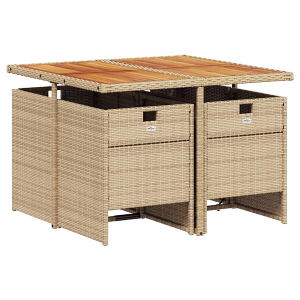 Grote foto vidaxl 5 delige tuinset met kussens poly rattan beige tuin en terras tuinmeubelen