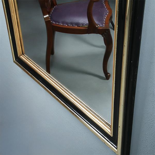 Grote foto schouwspiegel groot genoeg als passpiegel zwart en goud mooi verouderd ca 1860 no. 290834 antiek en kunst spiegels