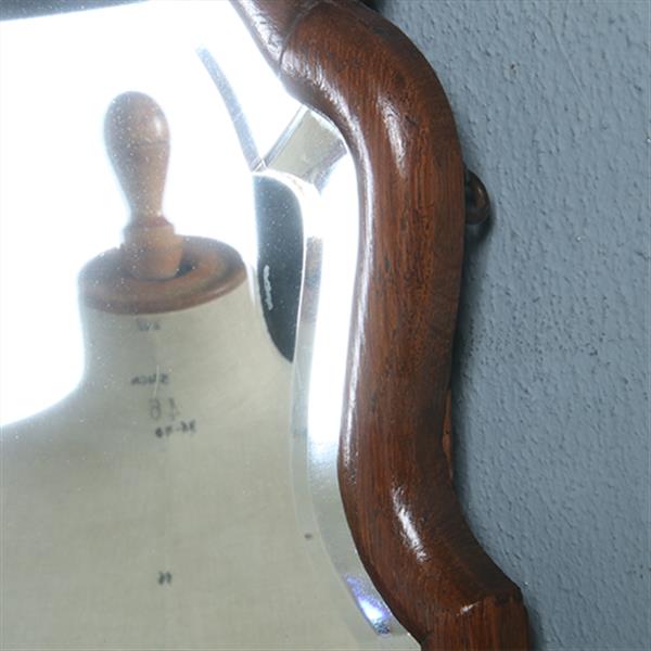 Grote foto brede soester spiegel met facet en gestoken kroontje ca 1890 no.290808 0.67 m hoog. antiek en kunst spiegels