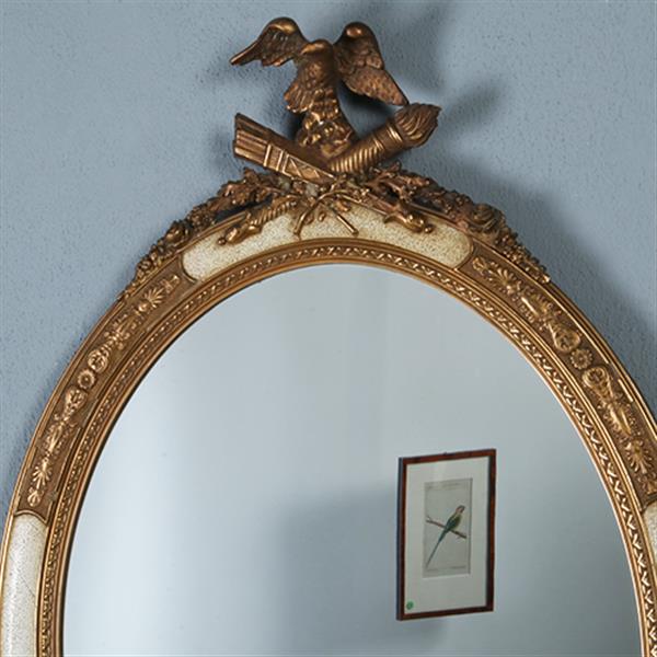 Grote foto ovale spiegel in goud met wit en met fraaie kroon gebr. koch ca. 1900 no.290832 1 06 m. hoog antiek en kunst spiegels