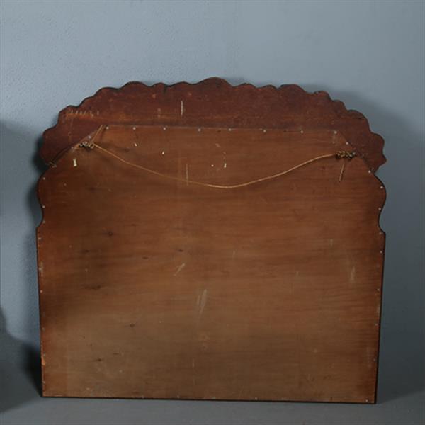 Grote foto grote brede soester spiegel met facet en gestoken kroontje ca 1890 no.290810 0.95 m hoog. antiek en kunst spiegels
