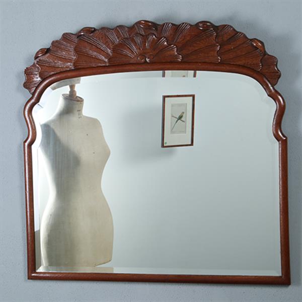 Grote foto grote brede soester spiegel met facet en gestoken kroontje ca 1890 no.290810 0.95 m hoog. antiek en kunst spiegels