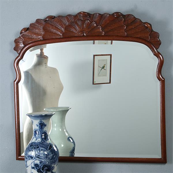 Grote foto grote brede soester spiegel met facet en gestoken kroontje ca 1890 no.290810 0.95 m hoog. antiek en kunst spiegels