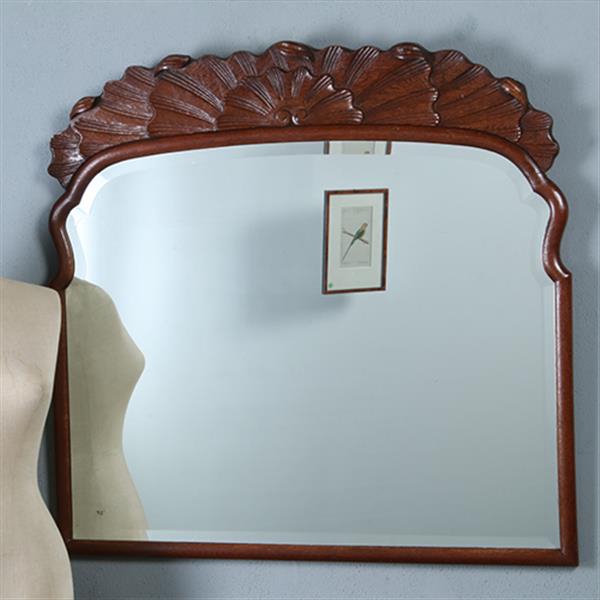Grote foto grote brede soester spiegel met facet en gestoken kroontje ca 1890 no.290810 0.95 m hoog. antiek en kunst spiegels