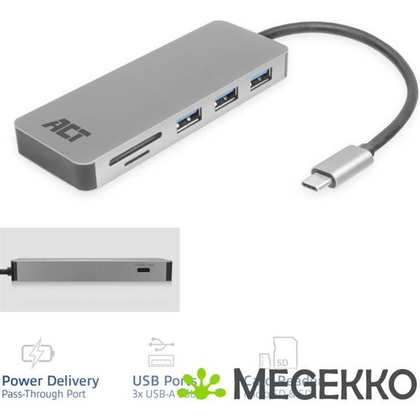 Grote foto act usb c hub met usb a kaartlezer usb c female met pd pass through poort 55w computers en software overige computers en software