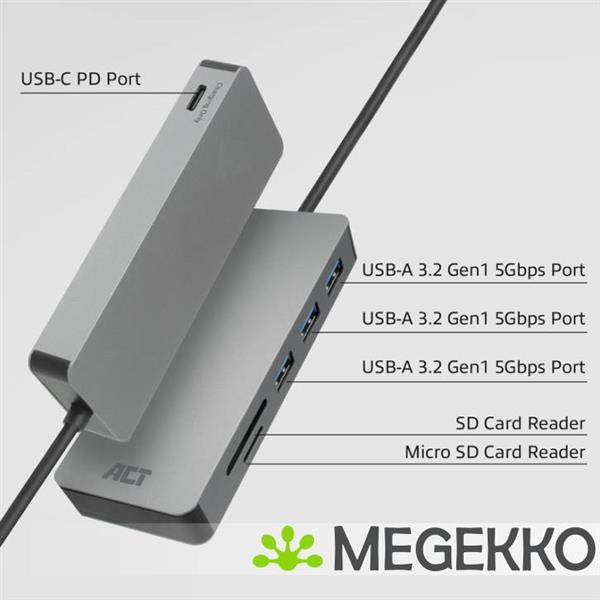 Grote foto act usb c hub met usb a kaartlezer usb c female met pd pass through poort 55w computers en software overige computers en software