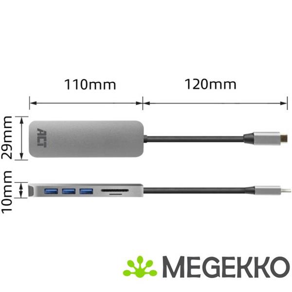 Grote foto act usb c hub met usb a kaartlezer usb c female met pd pass through poort 55w computers en software overige computers en software
