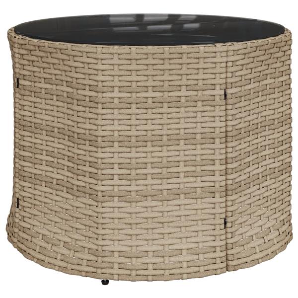 Grote foto vidaxl tuinbank met tafel en kussens halfrond poly rattan beige tuin en terras tuinmeubelen