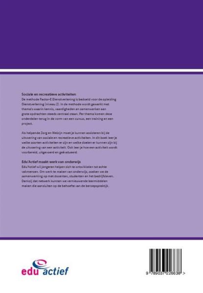 Grote foto sociale en recreatieve activiteiten factor e dienstverlening boeken overige boeken
