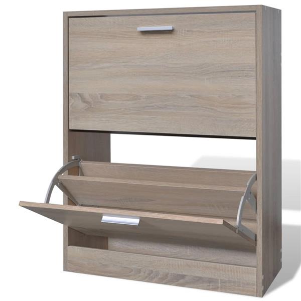 Grote foto vidaxl schoenenkast met 2 vakken eiken look hout huis en inrichting overige