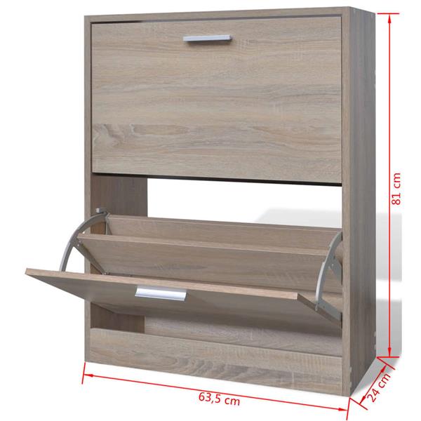 Grote foto vidaxl schoenenkast met 2 vakken eiken look hout huis en inrichting overige