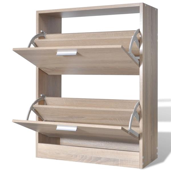 Grote foto vidaxl schoenenkast met 2 vakken eiken look hout huis en inrichting overige