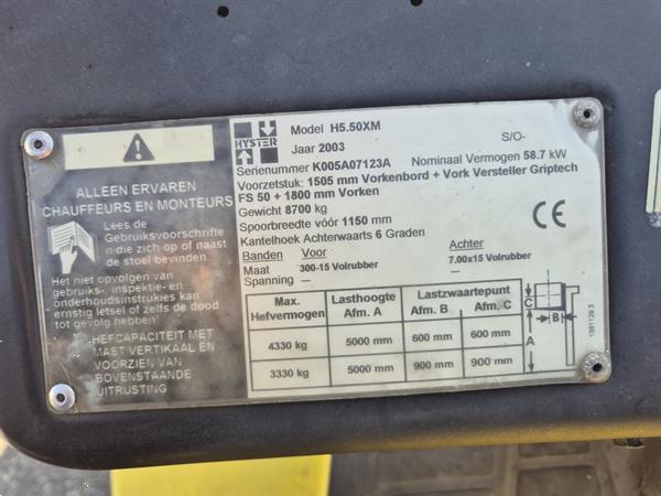 Grote foto hyster h5.50xm diesel mast 3f500 b j 2003 agrarisch heftrucks