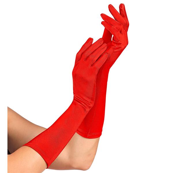 Grote foto handschoenen satijn elastaan 40cm rood verzamelen overige verzamelingen