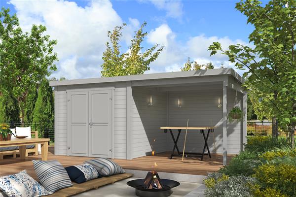 Grote foto blokhut met overkapping lars 500x250 vuren tuin en terras tuinhuisjes en blokhutten