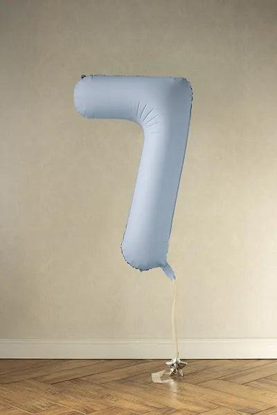 Grote foto foil balloon number 7 86cm misty blue verzamelen overige verzamelingen
