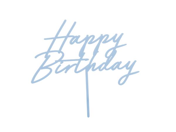 Grote foto acrylic cake topper happy birthday misty blue 16.5 cm verzamelen overige verzamelingen