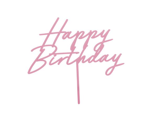 Grote foto acrylic cake topper happy birthday light pink 16.5 cm verzamelen overige verzamelingen