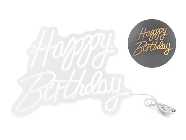 Grote foto led neon bord happy birthday wit 40 x 29 5 cm verzamelen overige verzamelingen