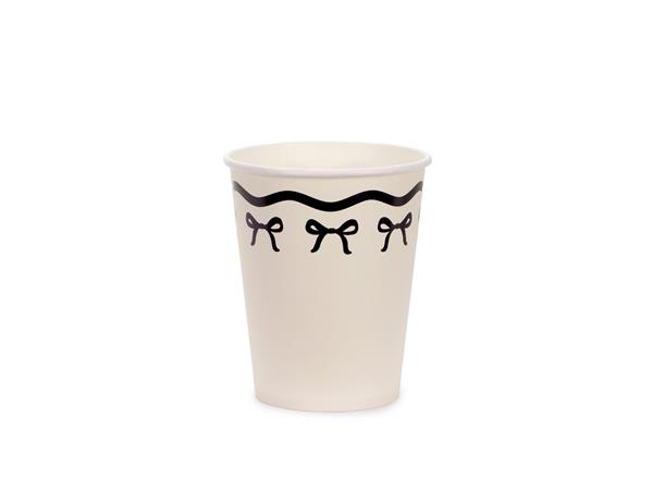 Grote foto papieren bekers met strikjes cr me en zwart 220 ml verzamelen overige verzamelingen