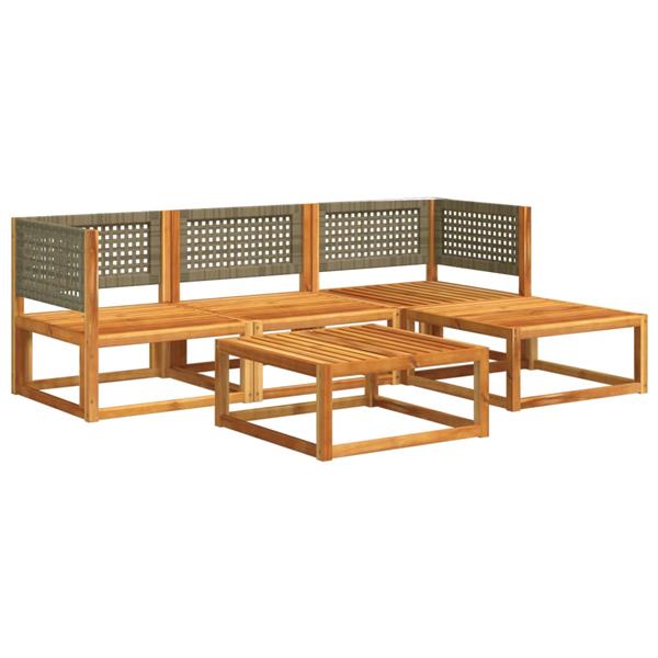 Grote foto vidaxl 5 delige loungeset met kussens massief acaciahout tuin en terras tuinmeubelen
