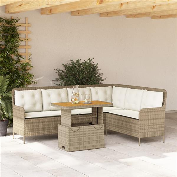 Grote foto vidaxl 2 delige loungeset met kussens poly rattan beige tuin en terras tuinmeubelen