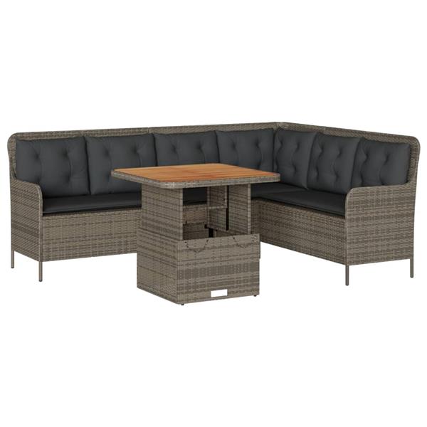 Grote foto vidaxl 2 delige loungeset met kussens poly rattan grijs tuin en terras tuinmeubelen