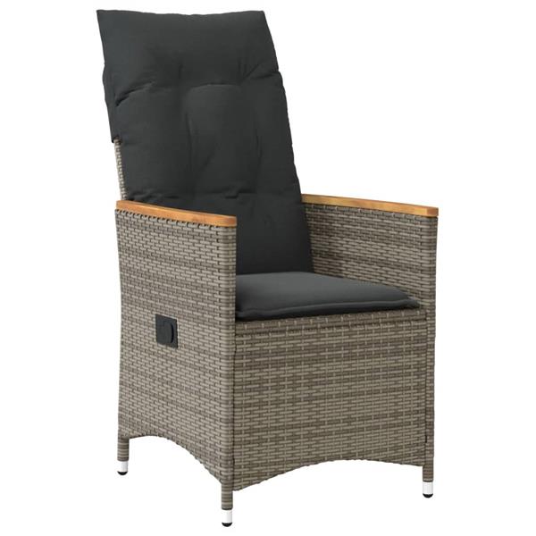Grote foto vidaxl 3 delige bistroset met kussens poly rattan grijs tuin en terras tuinmeubelen