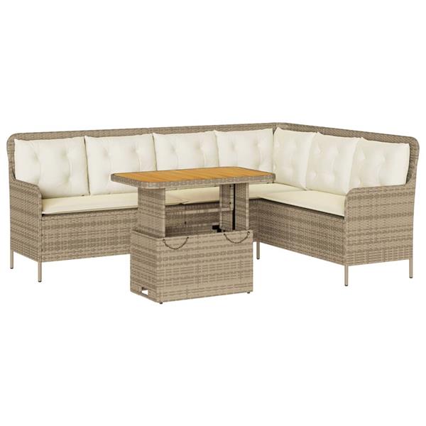 Grote foto vidaxl 2 delige loungeset met kussens poly rattan beige tuin en terras tuinmeubelen